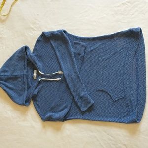 Hollister women's size XS/S Cover-up Lightweight Stretchy Sweater Blue with Hood
